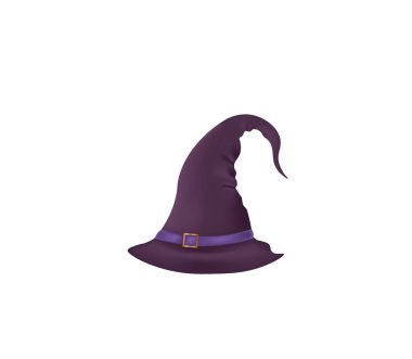 Purple witch hat for parties. vector illustration