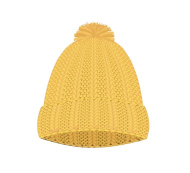 Sarı örülmüş kış şapkası. vektör illüstrasyonu