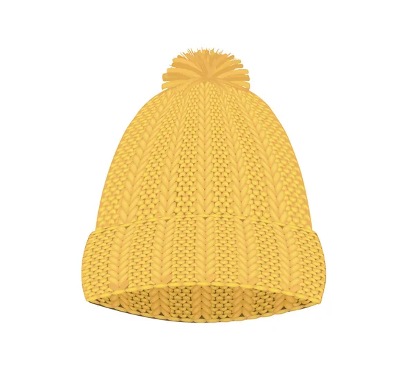 Chapéu Inverno Malha Amarelo Ilustração Vetorial — Vetor de Stock
