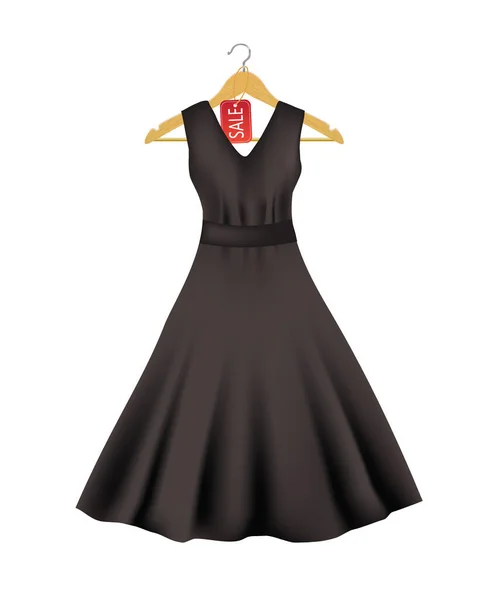 Black Dress Hanger Sale Tag Vector — Stok Vektör