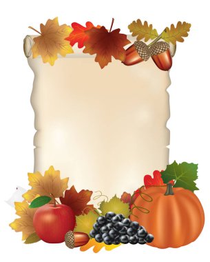 Autumn background with fruits, vector