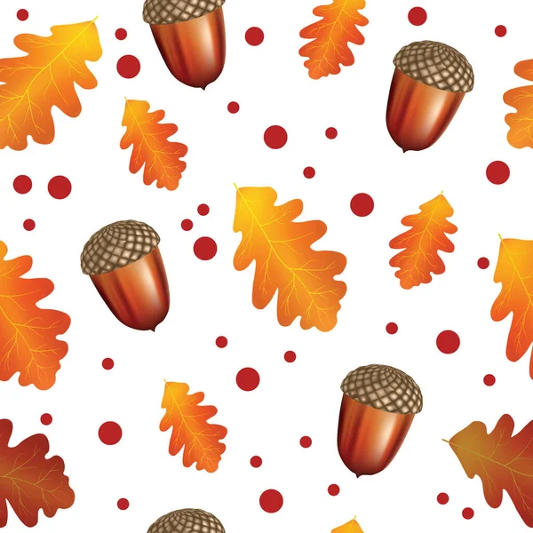 Autumn Leaves Seamless Pattern Background Vector Illustration — Vetor de Stock