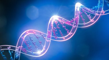 DNA sarmal yapısı, bilim ve teknoloji arka planı. 3d illüstrasyon.