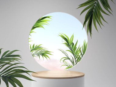 Geometrik minimal sahne, kozmetik ya da ürün görüntüleme podyumu 3d tasarımı.