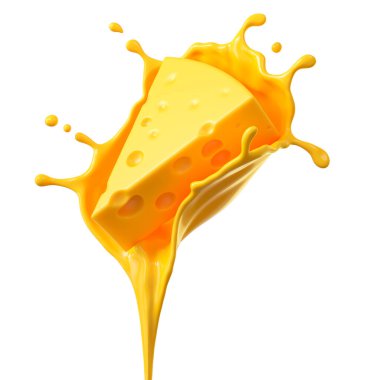 Cheddar peyniri ile havaya sıçrayan peynir sosu..