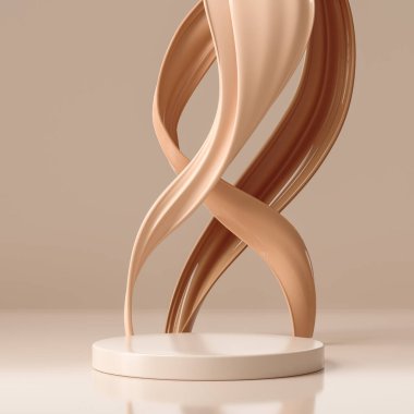 Kahverengi fondöten kremi, güzellik ve kozmetik ürünleri için sahne gösterimi, 3 boyutlu illüstrasyon.