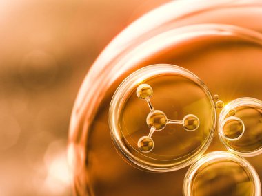 Kozmetik Esans yağlı Sıvı damla molekül, 3D görüntüleme.