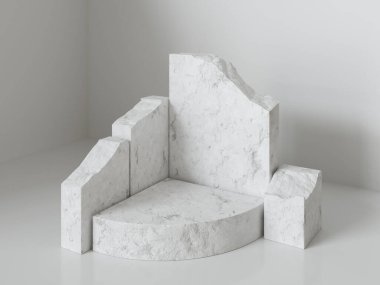 Kozmetik Ürün ve Paket Sunumu için Soyut Arkaplan Sahnesi, Taş Podyum Gösterimi, 3D görüntüleme.