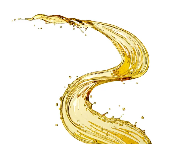 Olijfolie Cosmetische Essentie Plons Geïsoleerd Witte Achtergrond Illustratie Met Knippad — Stockfoto