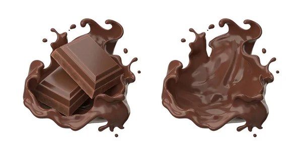 Tmavá Čokoládová Tyčinka Ikona Čokoládovým Krémem Splash Ořezávání Cesta Ilustrace — Stock fotografie