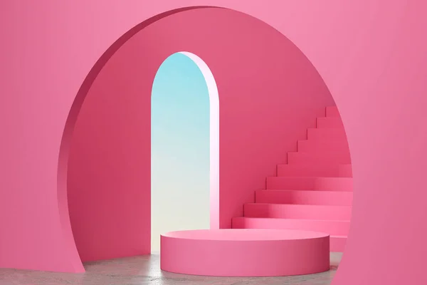 Abstrak Bentuk Geometris Pastel Warna Adegan Minimal Desain Untuk Kosmetik — Stok Foto