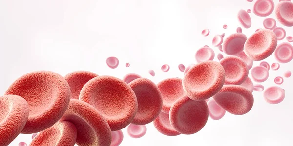 白い背景に単離されたヒト赤血球の3Dイラスト 医療のための概念 — ストック写真