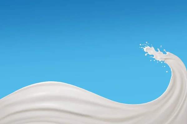 ミルクやヨーグルトスプラッシュの波 アブストラクト背景 3Dイラスト — ストック写真