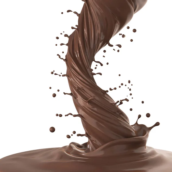 Tornado Chocolate Negro Forma Twister Splash Ilustración — Foto de Stock