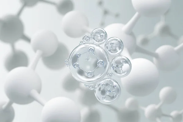 Molekula Belül Folyékony Buborék Kozmetikai Eszencia Illusztráció — Stock Fotó