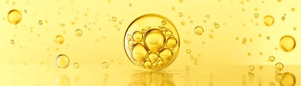 Χρυσό Κίτρινο Bubbles Πετρελαίου Κολλαγόνου Ορού Για Καλλυντικό Προϊόν Απόδοση — Φωτογραφία Αρχείου