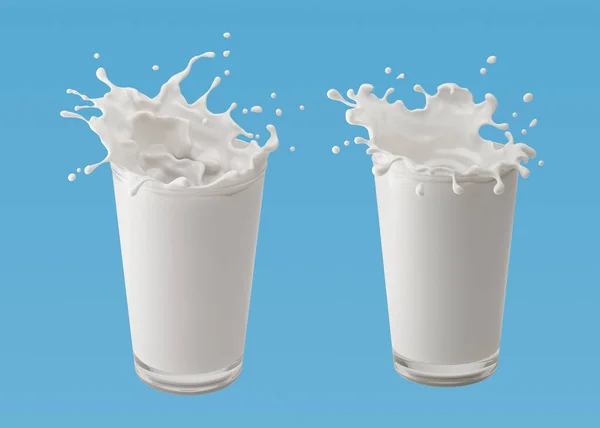 Splash Milk Glass Pouring Isolated Background Clipping Path Rendering — Stock Photo, Image