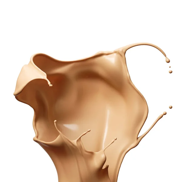 Liquid Foundation Splash Element Fluid Cosmetic Cream Rendering — Stock Photo, Image