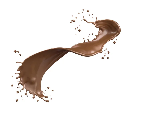 チョコレートかココアのスプラッシュ 3Dイラスト — ストック写真