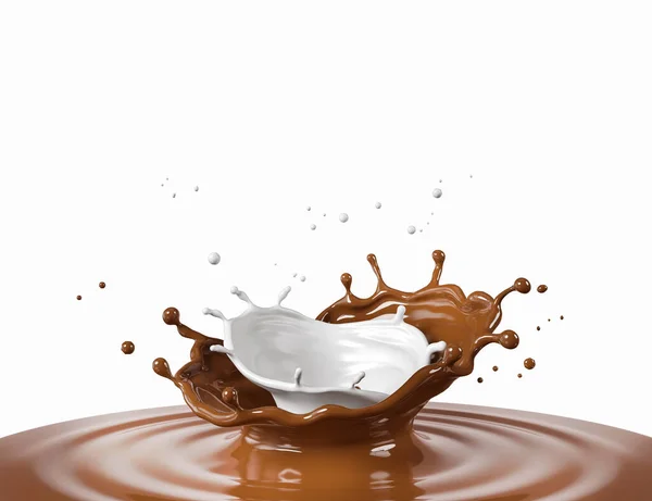 White Milk Mix Dark Chocolate Splash Illustration — Stock Photo, Image