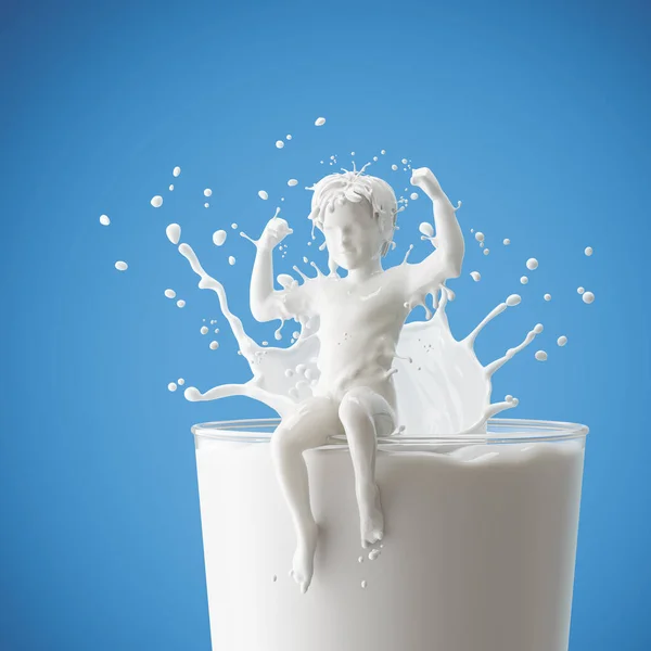 Розщеплення Молока Формі Тіла Хлопчика Відсічним Контуром Ілюстрація — стокове фото