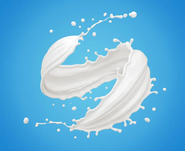 Mjölkstänk Isolerad Blå Bakgrund Inkludera Klippning Väg Rendering — Stockfoto