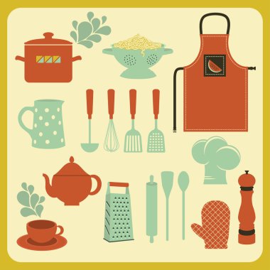 Set of Kitchen Accessories and Utensils clipart