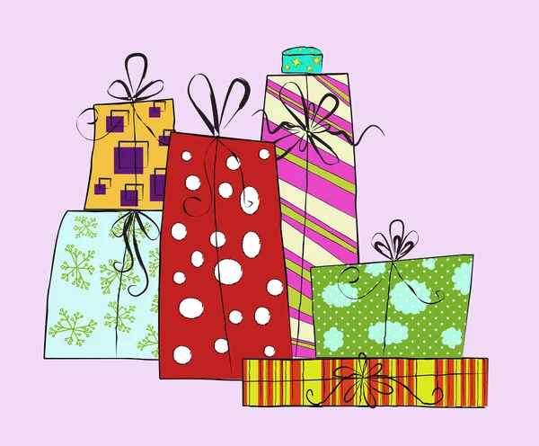 Набор вкусных рождественских подарков, просящих развернуть — стоковый вектор