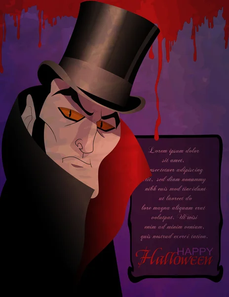 Count Dracula Cadılar Bayramı Davetiyesi — Stok Vektör