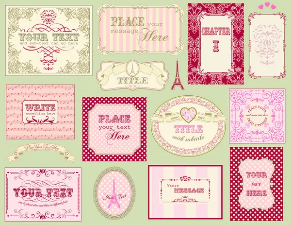 Cadres et étiquettes décorées vintage — Image vectorielle