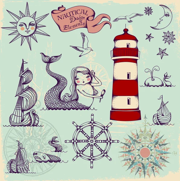 Nautical Design Elements — Stock Vector