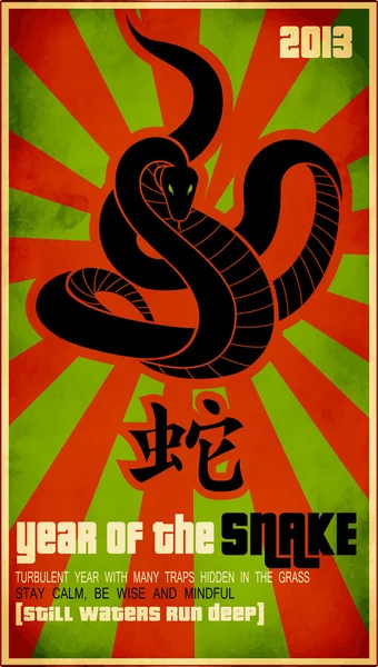 Ano do Cartaz da Cobra — Vetor de Stock