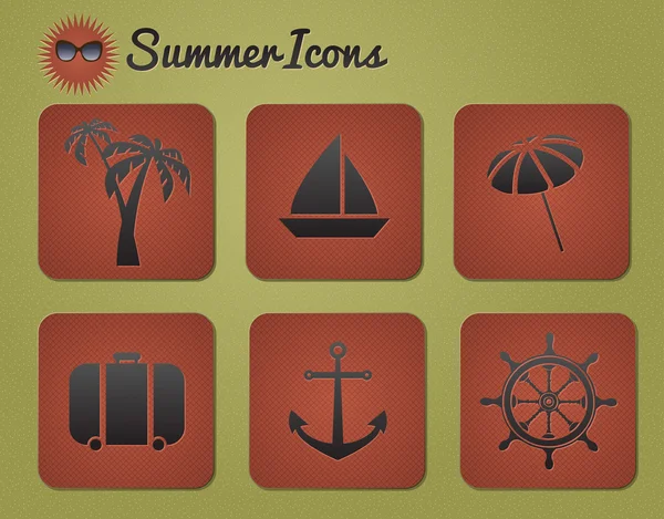 Set of simple summer icons — Stock Vector