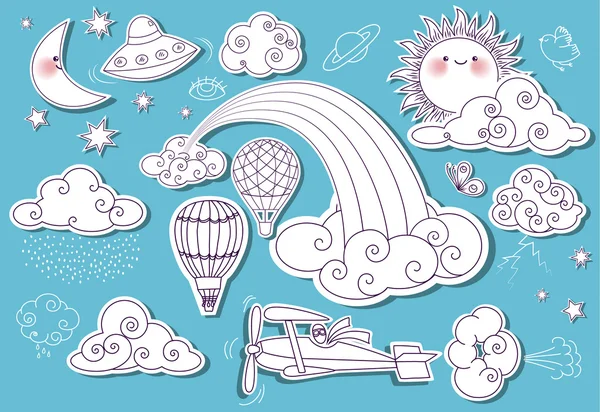 Doodle Elements with sky Royalty Free Stock Illustrations