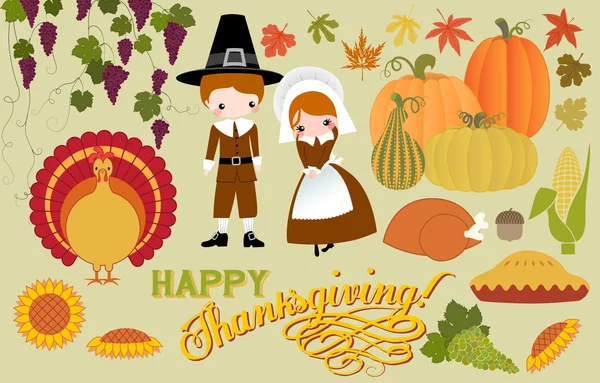 Symboles et icônes de Thanksgiving — Image vectorielle