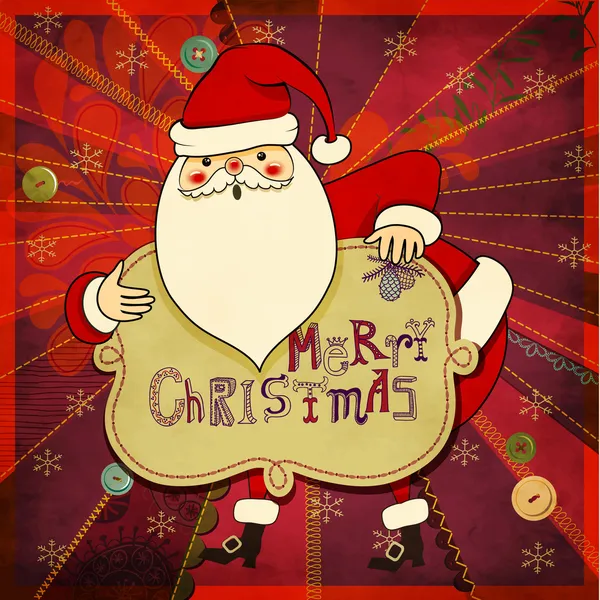 Tarjeta de felicitación de Navidad con Santa Claus — Vector de stock