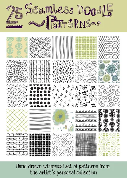 Set of Seamless Doodle Patterns — Stock Vector