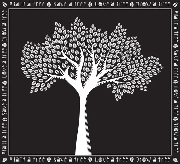 Affiche monochrome blanche sur arbre noir — Image vectorielle