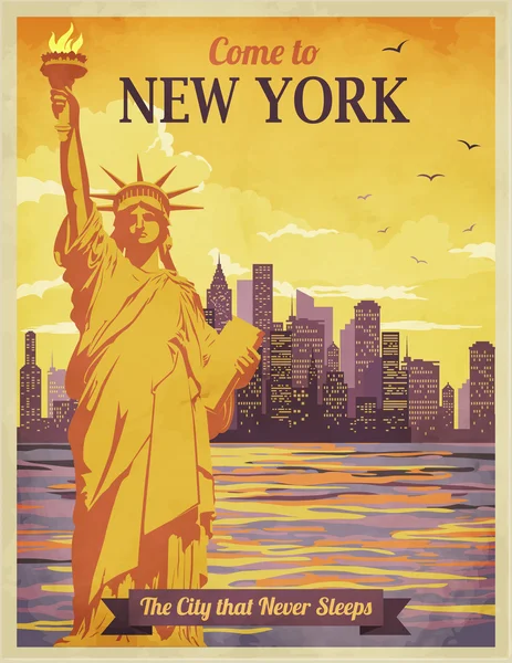 Travel to New York Poster — Stock Vector