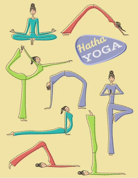 Posturas de yoga — Vector de stock