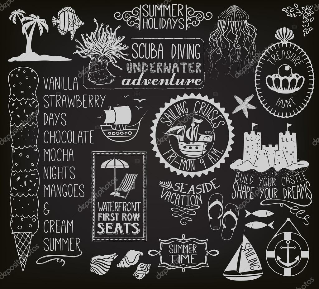 Summer themed chalkboard art | Summer Holidays Chalkboard — Stock