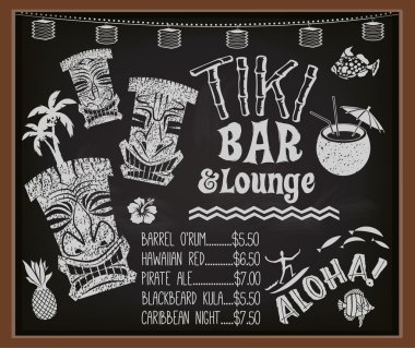 Tiki Bar and Lounge Chalkboard Cocktail Menu clipart