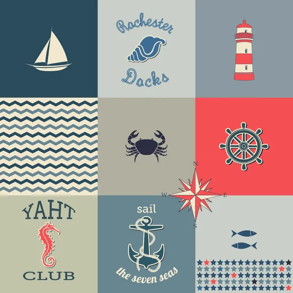 Poster delle icone nautiche — Vettoriale Stock
