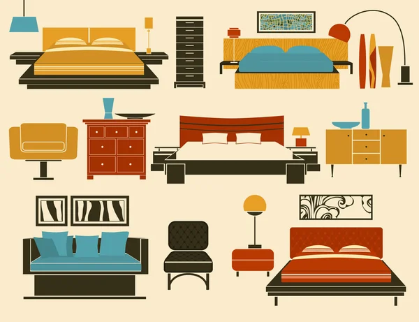 Muebles y accesorios del dormitorio — Vector de stock