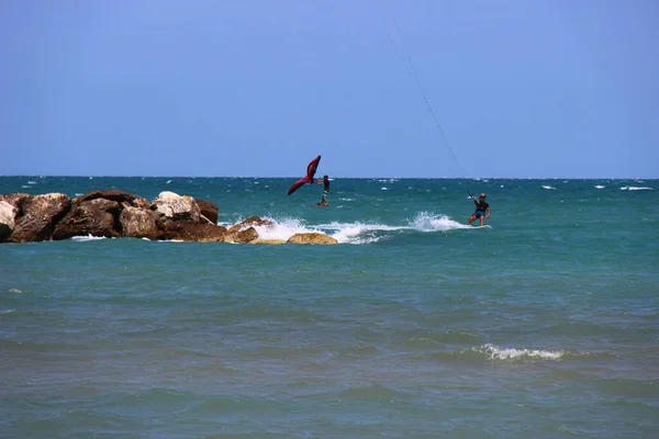 Water Sports Summer Many Sports Sea Everyone Throws Themselves Water — Stock Photo, Image