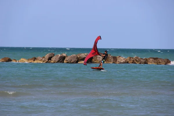 Wing Surfer Sommer Gibt Viele Sportarten Auf Dem Meer Tun — Stockfoto