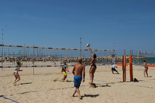 Voleibol Playa Juego Verano Por Excelencia Menos Italia Porque Juega — Foto de Stock