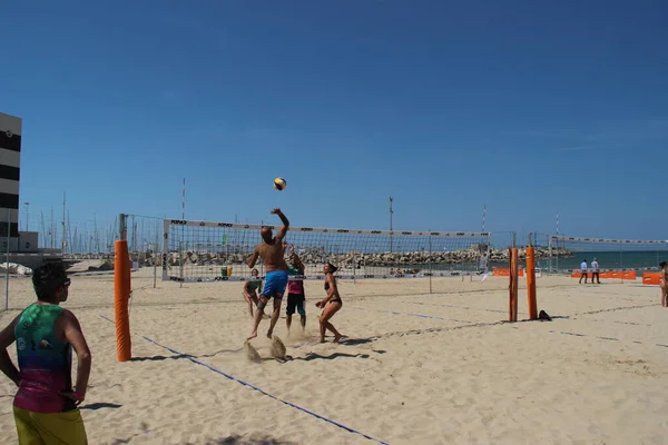 Beach Volley Est Jeu Été Par Excellence Moins Italie Parce — Photo