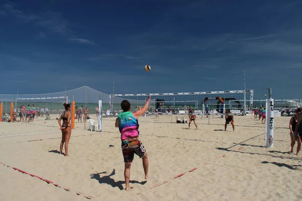 Пляжный Футбол Летняя Игра Крайней Мере Италии Потому Играют Пляже — стоковое фото