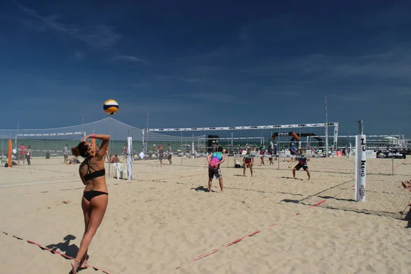 Пляжний Волейбол Англ Beach Volleyball Літній Вид Спорту Принаймні Італії — стокове фото